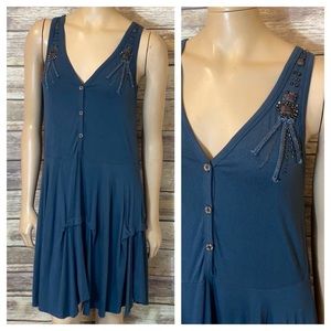 Lulumari Dress Tank Beaded V Neck Drape M Anthro